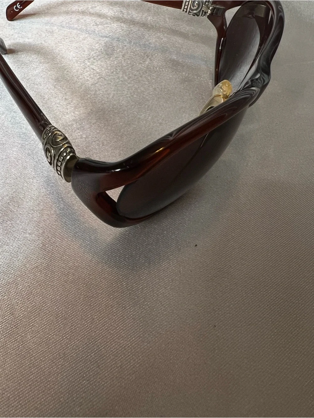 Brighton Vintage Ayu Bead Sunglasses Brown Handmade Oval Scroll Accents No Case